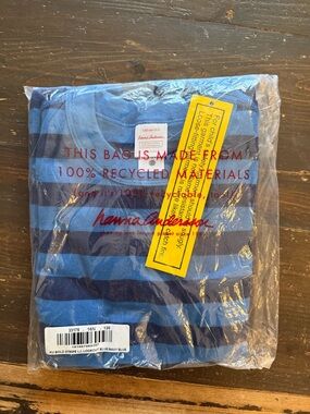 Hanna Andersson Navy and Light Blue Striped Kids pajamas size 8